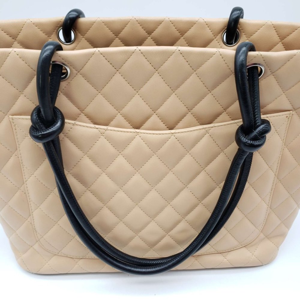 100% AUTHENTIC CHANEL CAMBON LINE LEATHER LARGE TOTE BAG - Picture 4 of 16